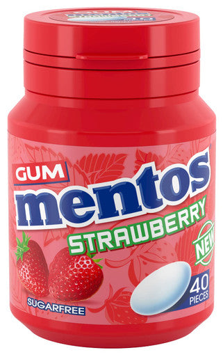 Mentos Gum Bottle Strawberry 6x56g