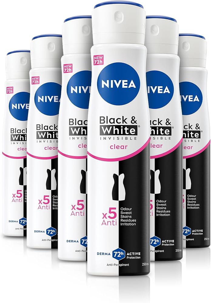 Nivea Women Deo Black & White Clear 6x250ml