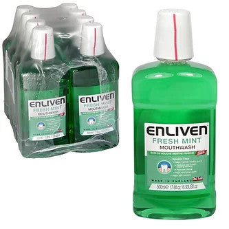 Enliven Mouth Wash Fresh Mint 8x500ml